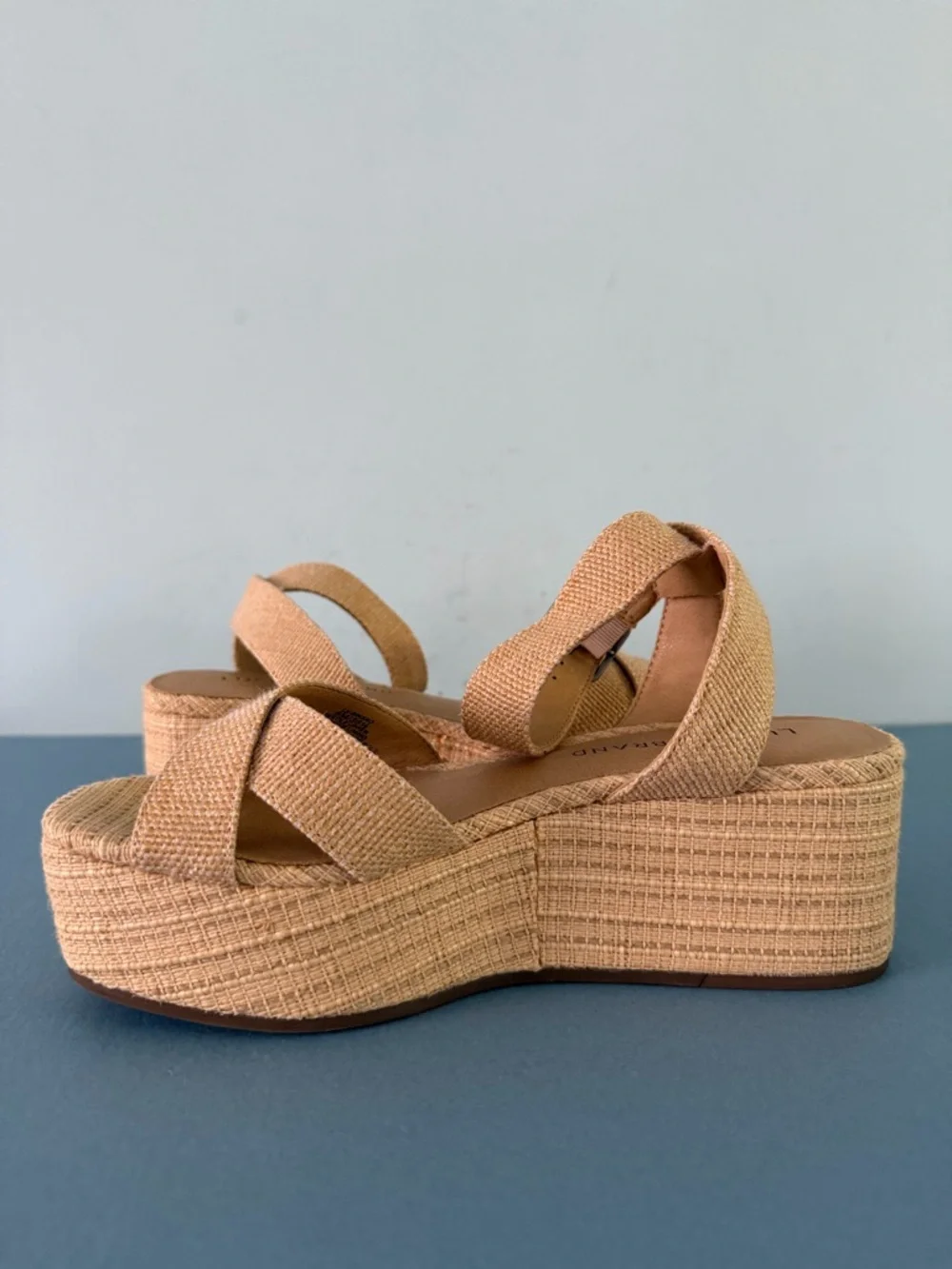 Lucky Brand‎ Bainda Natural Espadrille Wedge Ankle Strap Sandals
